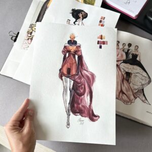طراحی لباس با آبرنگ